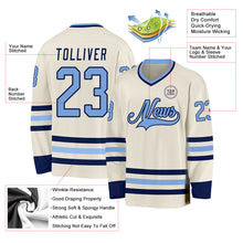 Загрузить изображение в средство просмотра галереи, Custom Cream Light Blue-Navy Hockey Jersey
