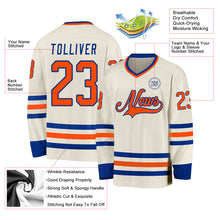 Load image into Gallery viewer, Custom Cream Orange-Royal Hockey Jersey
