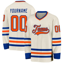 Load image into Gallery viewer, Custom Cream Orange-Royal Hockey Jersey
