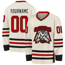 Charger l&#39;image dans la galerie, Custom Cream Red-Black Hockey Jersey
