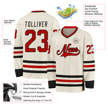 Charger l&#39;image dans la galerie, Custom Cream Red-Black Hockey Jersey
