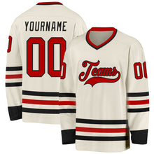 Charger l&#39;image dans la galerie, Custom Cream Red-Black Hockey Jersey
