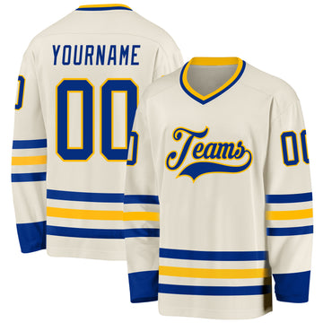 Custom Cream Royal-Gold Hockey Jersey