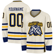 Загрузить изображение в средство просмотра галереи, Custom Cream Navy-Gold Hockey Jersey
