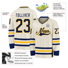 Загрузить изображение в средство просмотра галереи, Custom Cream Navy-Gold Hockey Jersey
