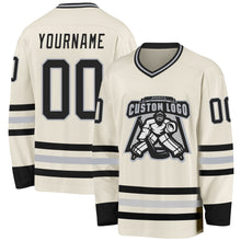 Загрузить изображение в средство просмотра галереи, Custom Cream Black-Gray Hockey Jersey
