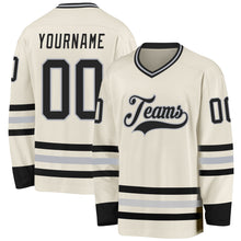 Загрузить изображение в средство просмотра галереи, Custom Cream Black-Gray Hockey Jersey
