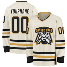 Charger l&#39;image dans la galerie, Custom Cream Black-Old Gold Hockey Jersey
