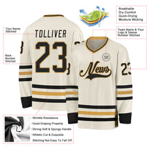 Charger l&#39;image dans la galerie, Custom Cream Black-Old Gold Hockey Jersey
