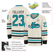 Charger l&#39;image dans la galerie, Custom Cream Teal-Black Hockey Jersey
