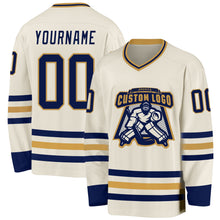 Загрузить изображение в средство просмотра галереи, Custom Cream Navy-Old Gold Hockey Jersey
