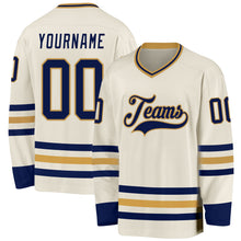 Загрузить изображение в средство просмотра галереи, Custom Cream Navy-Old Gold Hockey Jersey
