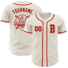 Load image into Gallery viewer, Custom Cream Red Authentic Baseball Jersey
