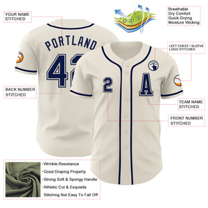 Custom Cream Navy Authentic Baseball Jersey