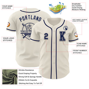 Custom Cream Navy Authentic Baseball Jersey