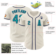 Load image into Gallery viewer, Custom Cream Teal-Navy Authentic Baseball Jersey
