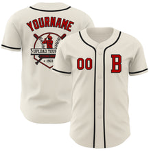 Load image into Gallery viewer, Custom Cream Red-Black Authentic Baseball Jersey
