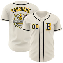 Load image into Gallery viewer, Custom Cream Black-Gold Authentic Baseball Jersey
