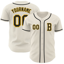 Load image into Gallery viewer, Custom Cream Black-Gold Authentic Baseball Jersey
