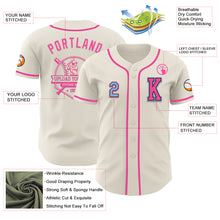 Load image into Gallery viewer, Custom Cream Light Blue Black-Pink Authentic Baseball Jersey
