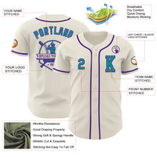 Load image into Gallery viewer, Custom Cream Teal-Purple Authentic Baseball Jersey
