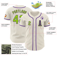 Load image into Gallery viewer, Custom Cream Neon Green-Purple Authentic Baseball Jersey
