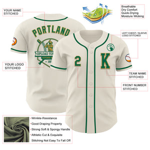 Custom Cream Kelly Green-Old Gold Authentic Baseball Jersey