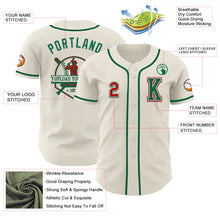 Load image into Gallery viewer, Custom Cream Red-Kelly Green Authentic Baseball Jersey
