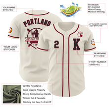 Load image into Gallery viewer, Custom Cream Black-Crimson Authentic Baseball Jersey
