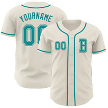 Load image into Gallery viewer, Custom Cream Teal Authentic Baseball Jersey
