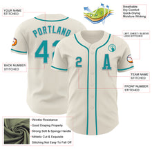 Load image into Gallery viewer, Custom Cream Teal-Gray Authentic Baseball Jersey
