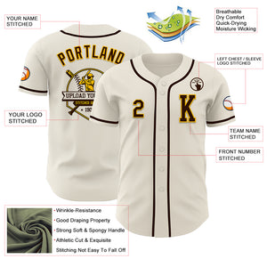 Custom Cream Brown-Gold Authentic Baseball Jersey