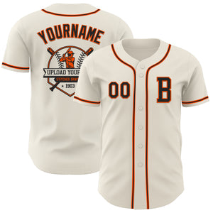 Custom Cream Black-Orange Authentic Baseball Jersey