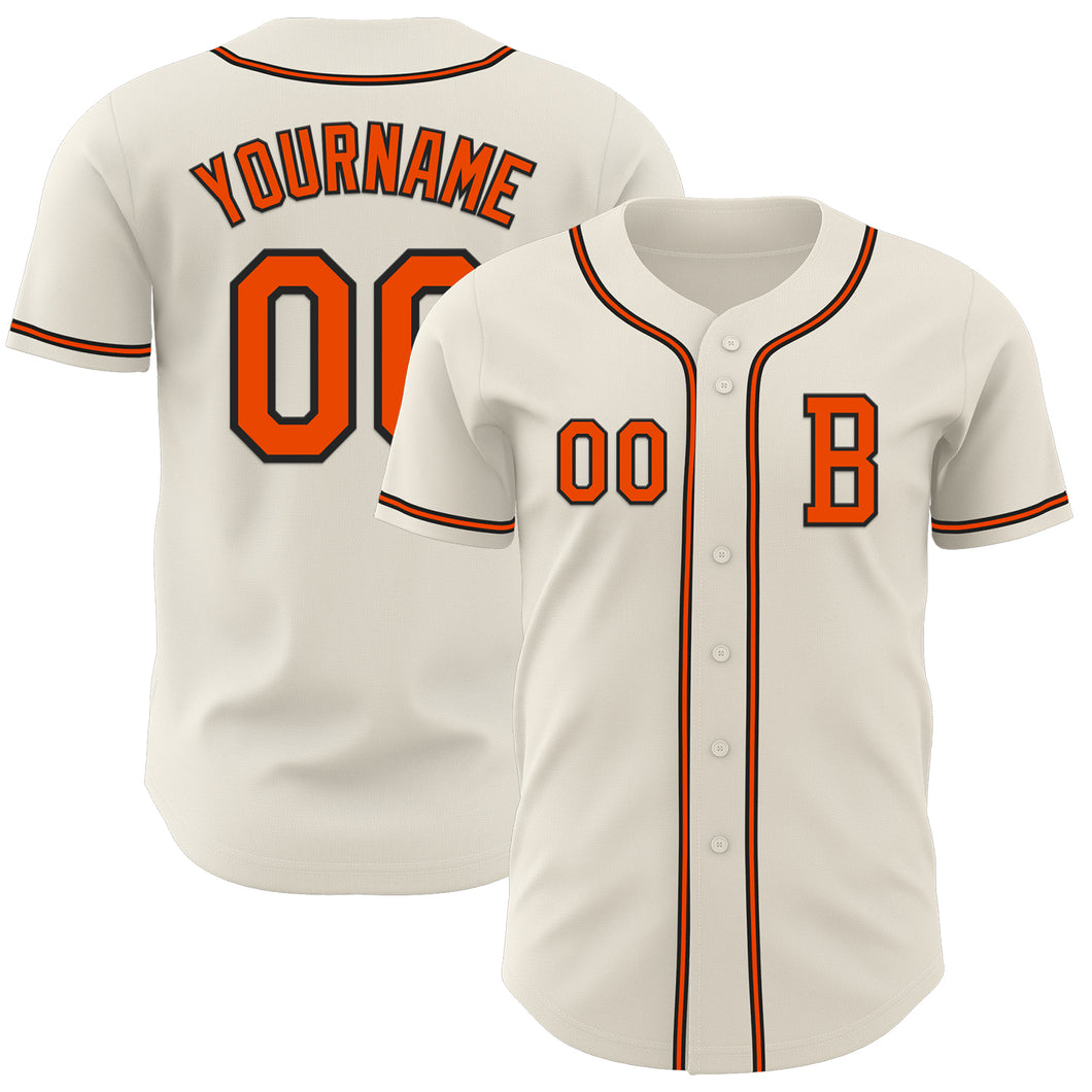 Custom Cream Orange=Black Authentic Baseball Jersey