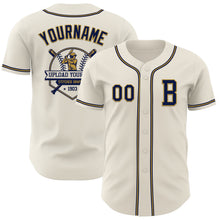 Load image into Gallery viewer, Custom Cream Navy-Old Gold Authentic Baseball Jersey
