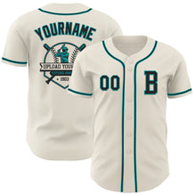 Load image into Gallery viewer, Custom Cream Black-Teal Authentic Baseball Jersey
