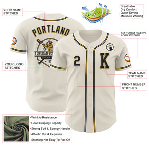 Custom Cream Black-Old Gold Authentic Baseball Jersey