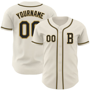 Custom Cream Black-Old Gold Authentic Baseball Jersey