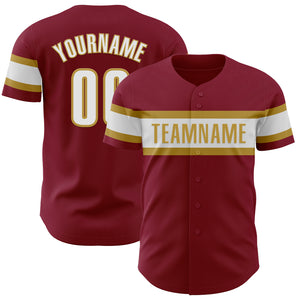 Custom Crimson White-Old Gold Authentic Baseball Jersey