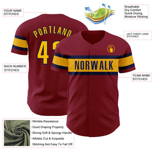 Custom Crimson Gold-Navy Authentic Baseball Jersey