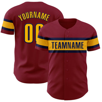 Custom Crimson Gold-Navy Authentic Baseball Jersey