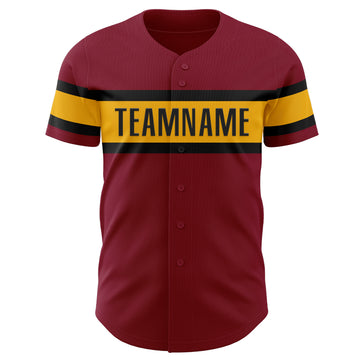 Custom Crimson Gold-Black Authentic Baseball Jersey