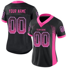 Load image into Gallery viewer, Custom Black Pink-Light Blue Mesh Drift Fashion Football Jersey
