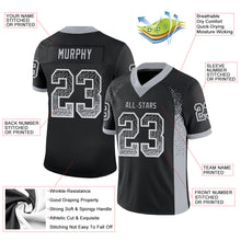 Load image into Gallery viewer, Custom Black Gray-White Mesh Drift Fashion Football Jersey
