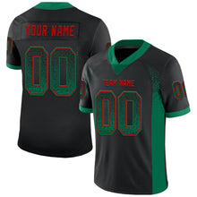 Laden Sie das Bild in den Galerie-Viewer, Custom Black Kelly Green-Red Mesh Drift Fashion Football Jersey
