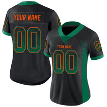 Laden Sie das Bild in den Galerie-Viewer, Custom Black Kelly Green-Orange Mesh Drift Fashion Football Jersey
