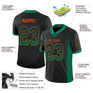 Custom Black Kelly Green-Orange Mesh Drift Fashion Football Jersey