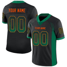 Laden Sie das Bild in den Galerie-Viewer, Custom Black Kelly Green-Orange Mesh Drift Fashion Football Jersey
