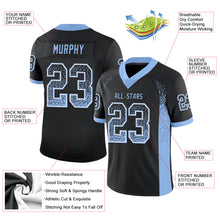 Laden Sie das Bild in den Galerie-Viewer, Custom Black Light Blue-White Mesh Drift Fashion Football Jersey
