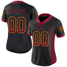 Load image into Gallery viewer, Custom Black Crimson-Yellow Mesh Drift Fashion Football Jersey
